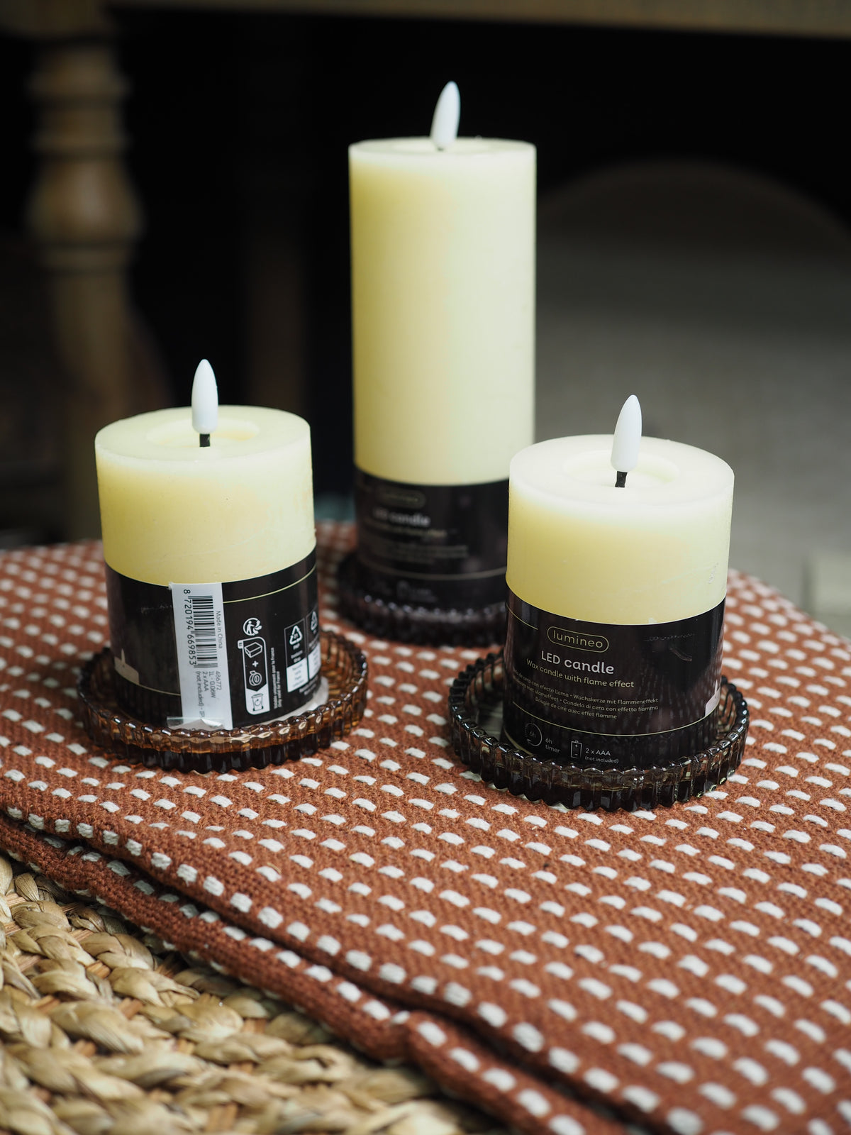 Ribbed coloured glass candle coaster