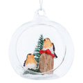 Clear open glass ball with robin