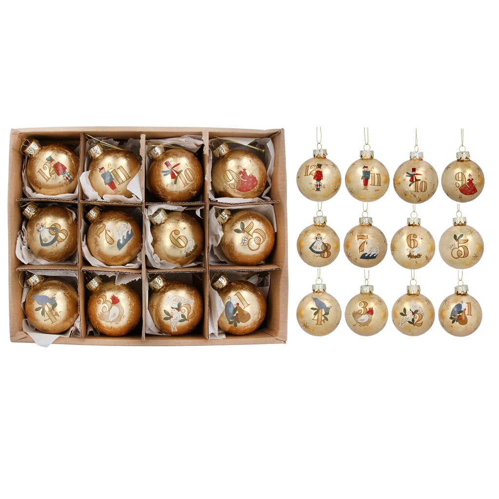 12 days of Christmas baubles-set