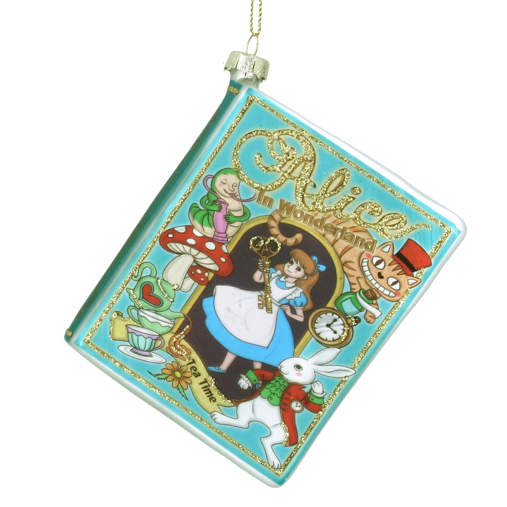 Alice in Wonderland book glass hanging decoration