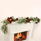 Burgundy magnolia & glitter berry garland