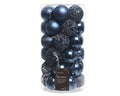 Shatterproof dark blue Matt shiny & glitter bauble mix