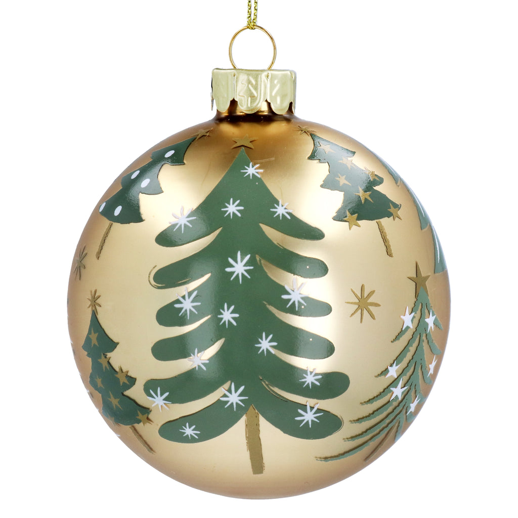 Matt gold bauble with Christmas tree