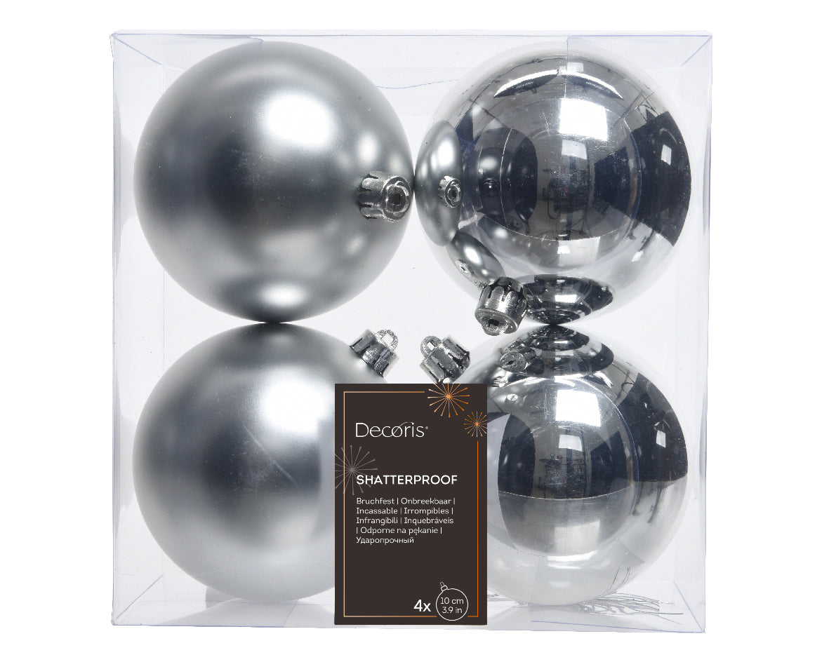 Box of 4 Silver Baubles