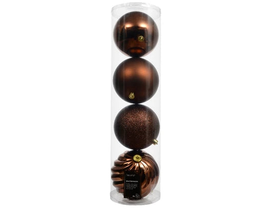 Espresso shatterproof baubles 14cm