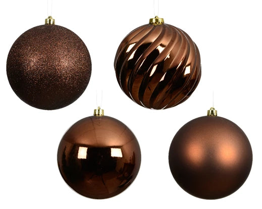 Espresso shatterproof baubles 14cm