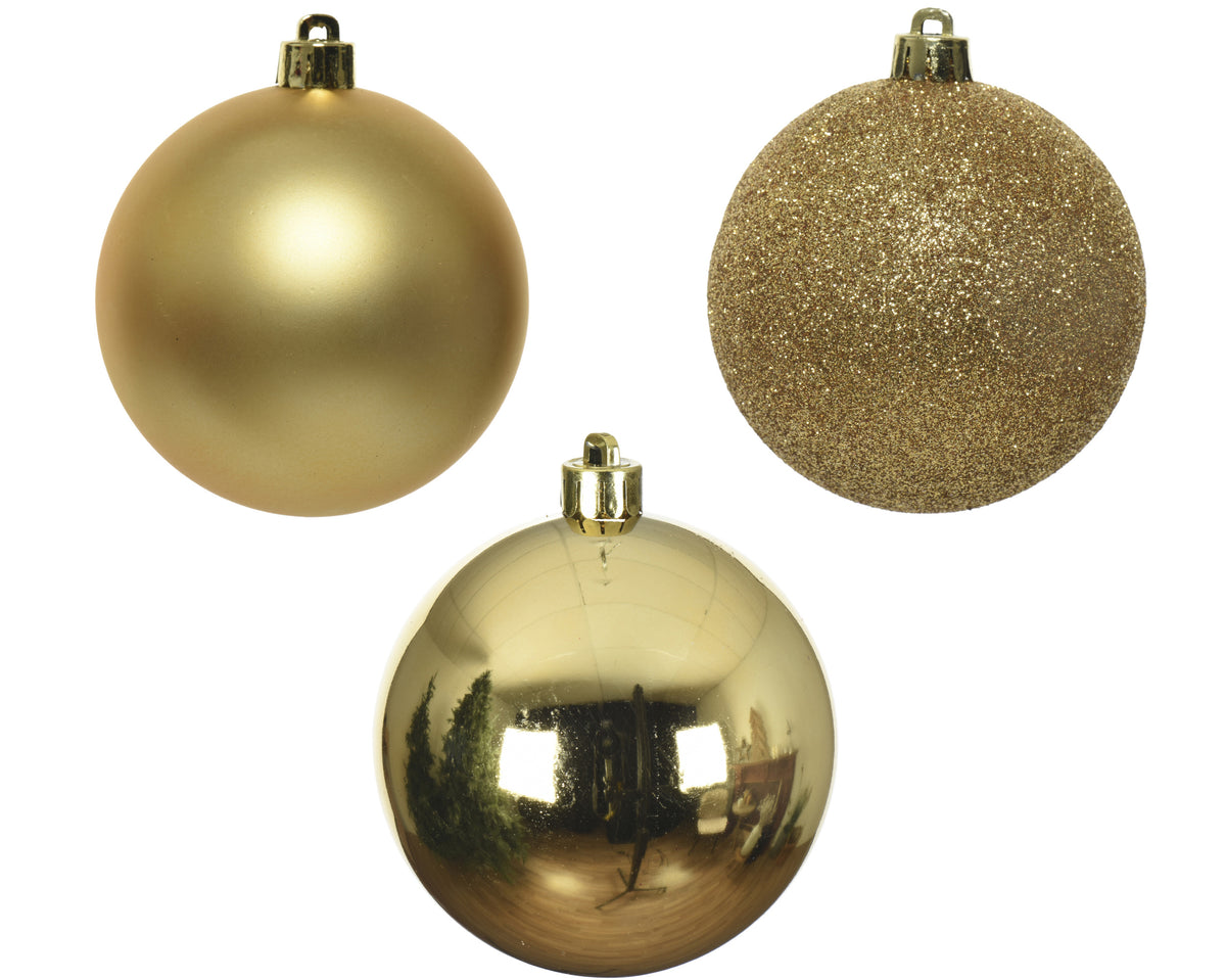 Box of 34 Christmas gold shatterproof baubles