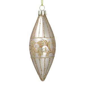 Champagne gold rococo glass teardrop bauble