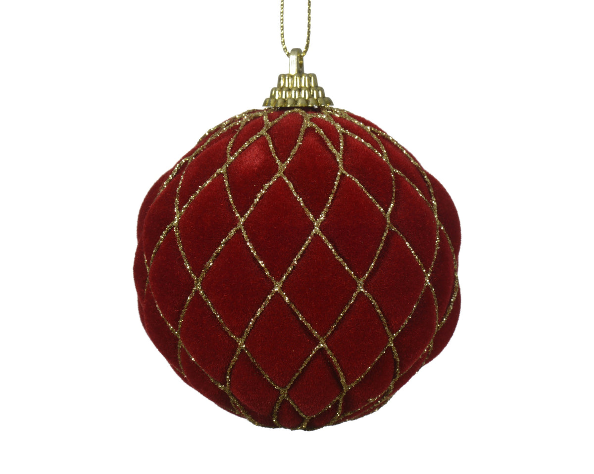Red shatterproof bauble with gold detail