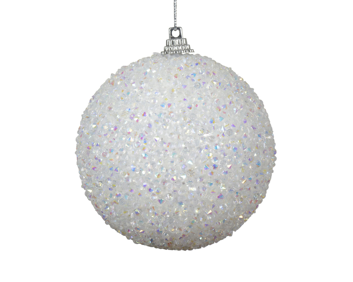 White sequin shatterproof bauble