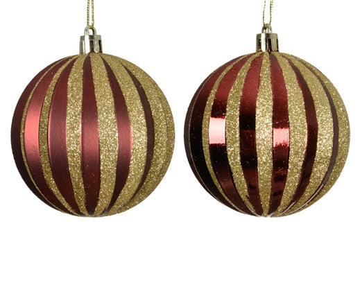 Oxblood and gold baubles shatterproof baubles
