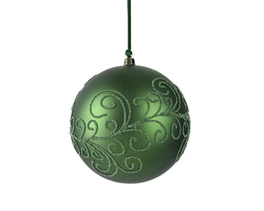 Bauble Pine Green with Matt Beading Small