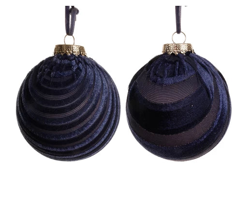 Bauble Night Blue Velvet Fabric 2 designs