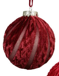 Burgundy red velvet touch baubles