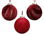 Burgundy red velvet touch baubles