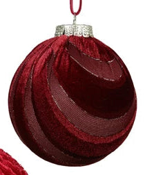 Burgundy red velvet touch baubles