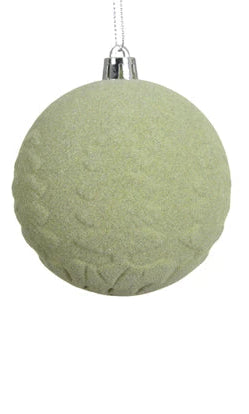 Green velvet embossed tree bauble