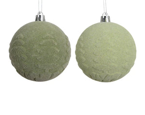 Green velvet embossed tree bauble