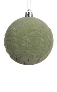 Green velvet embossed tree bauble