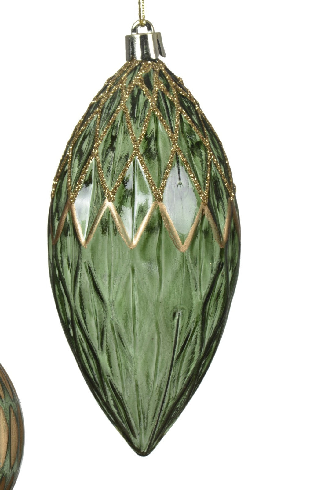 Elegant pine green and gold detail shatterproof baubles
