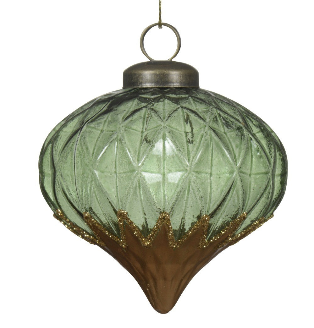 Elegant pine green and gold detail shatterproof baubles