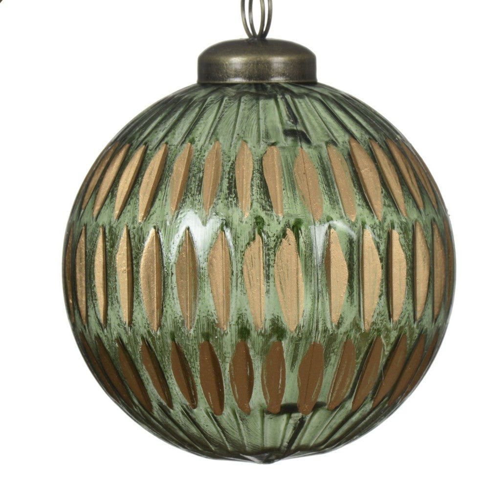 Elegant pine green and gold detail shatterproof baubles