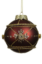 Burgundy and gold jewelled shatterproof bauble