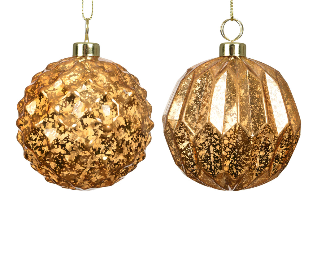 Brandy coloured gold speckled geometric shatterproof baubles