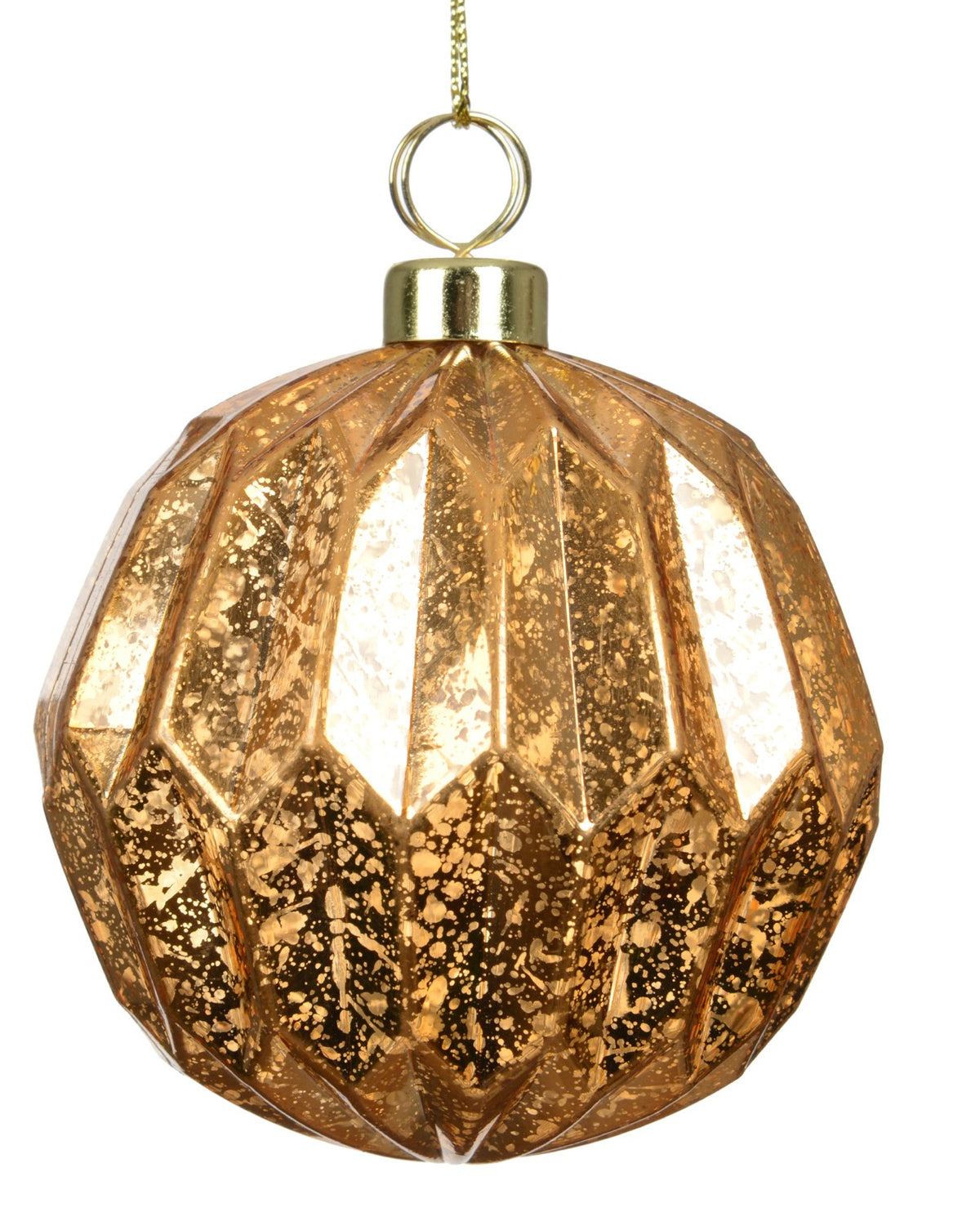 Brandy coloured gold speckled geometric shatterproof baubles