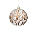 Gold and white Aztec patterned shatterproof bauble