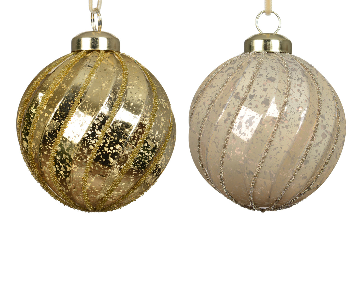 Gold/Cream speckled swirly shatterproof bauble