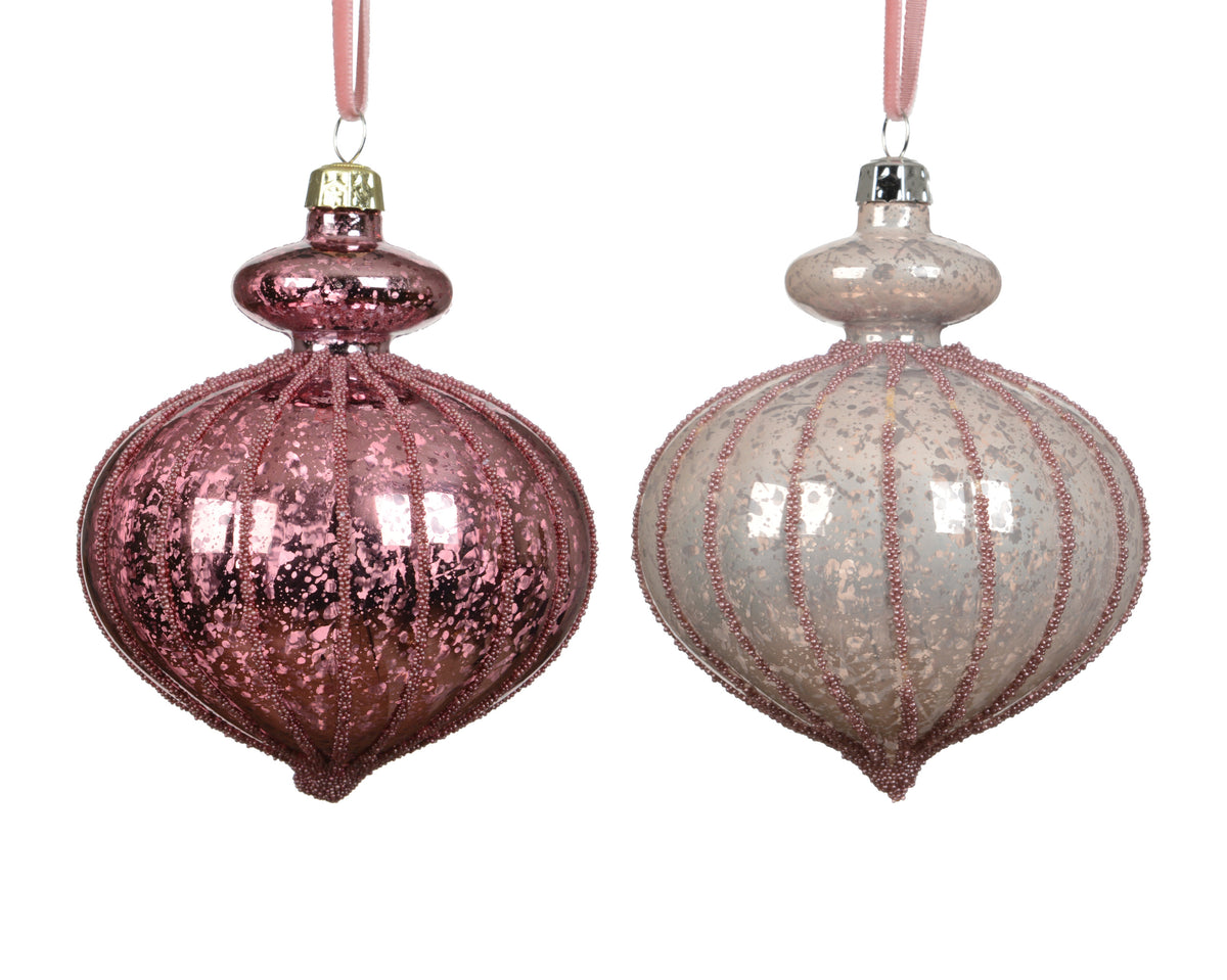Pink striped speckled hanging shatterproof decorations