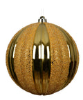 Light gold glittery striped oversized shatterproof baubles 20cm