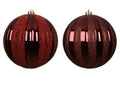 Burgundy glittery striped oversized shatterproof baubles 20cm