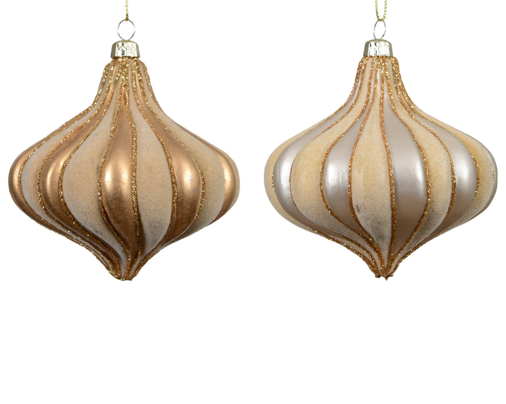 Onion shaped flocked bauble