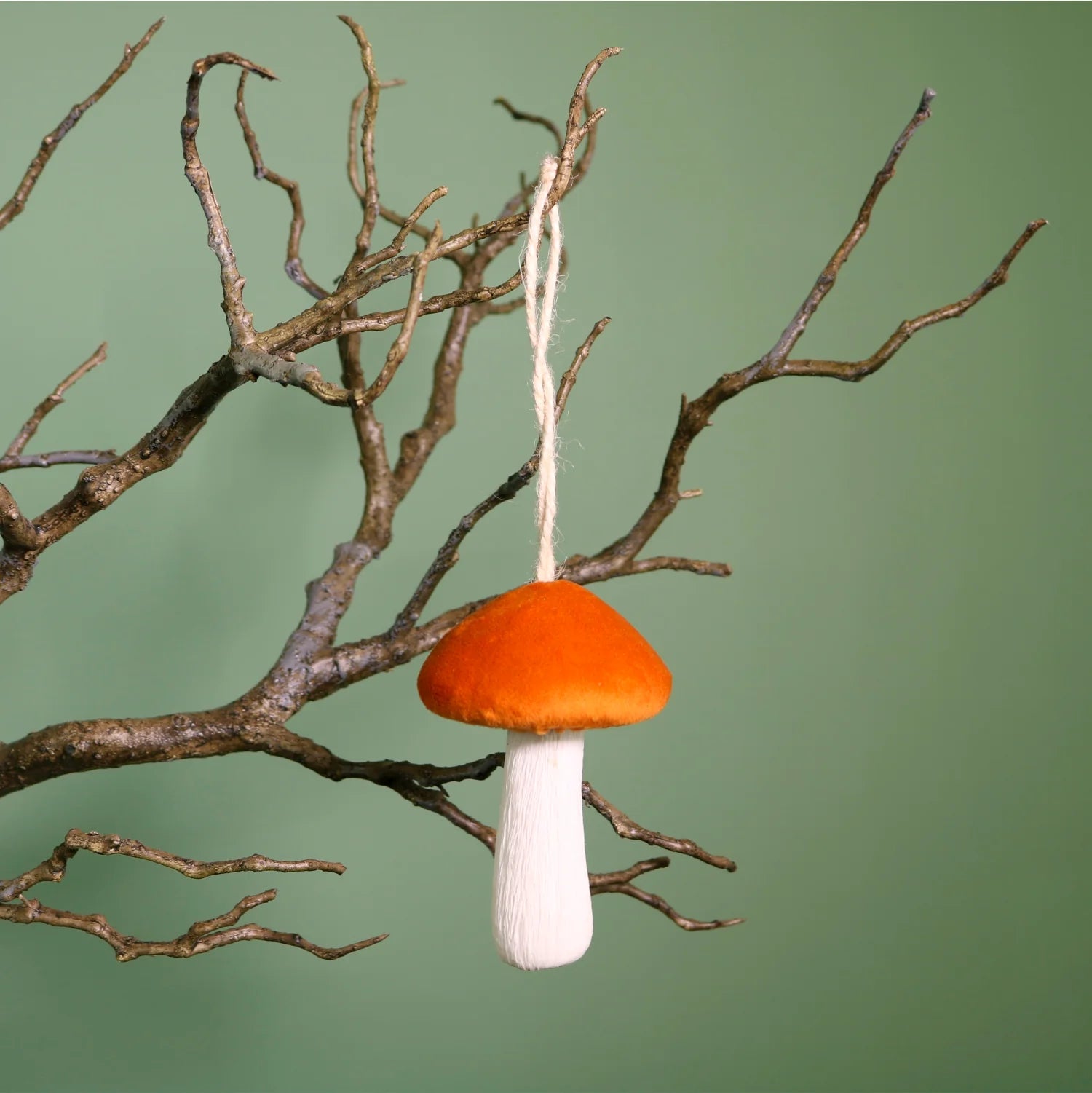 Burnt orange velvet hanging mushroom