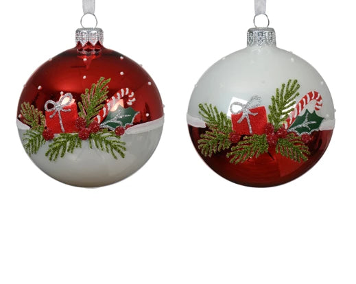 Bauble Glass Enamel Branch and Gift 2 Designs