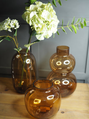 Toffee coloured glass stacked vase