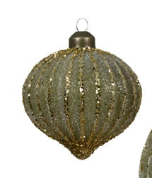Light Green Bauble with Gold Glitter Lines