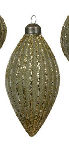 Light Green Bauble with Gold Glitter Lines