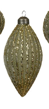 Light Green Bauble with Gold Glitter Lines