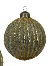 Light Green Bauble with Gold Glitter Lines