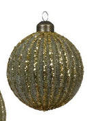 Light Green Bauble with Gold Glitter Lines