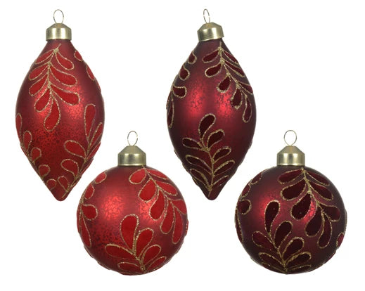 Colour glass bauble with lead design