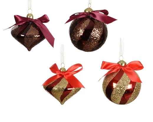 Bauble Glass Gold Decoration 4 designs