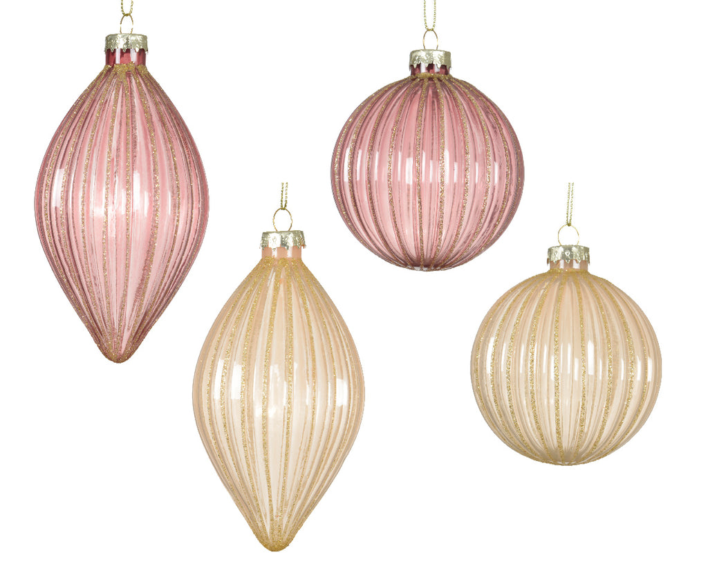 Ribbed baubles with glitter detail