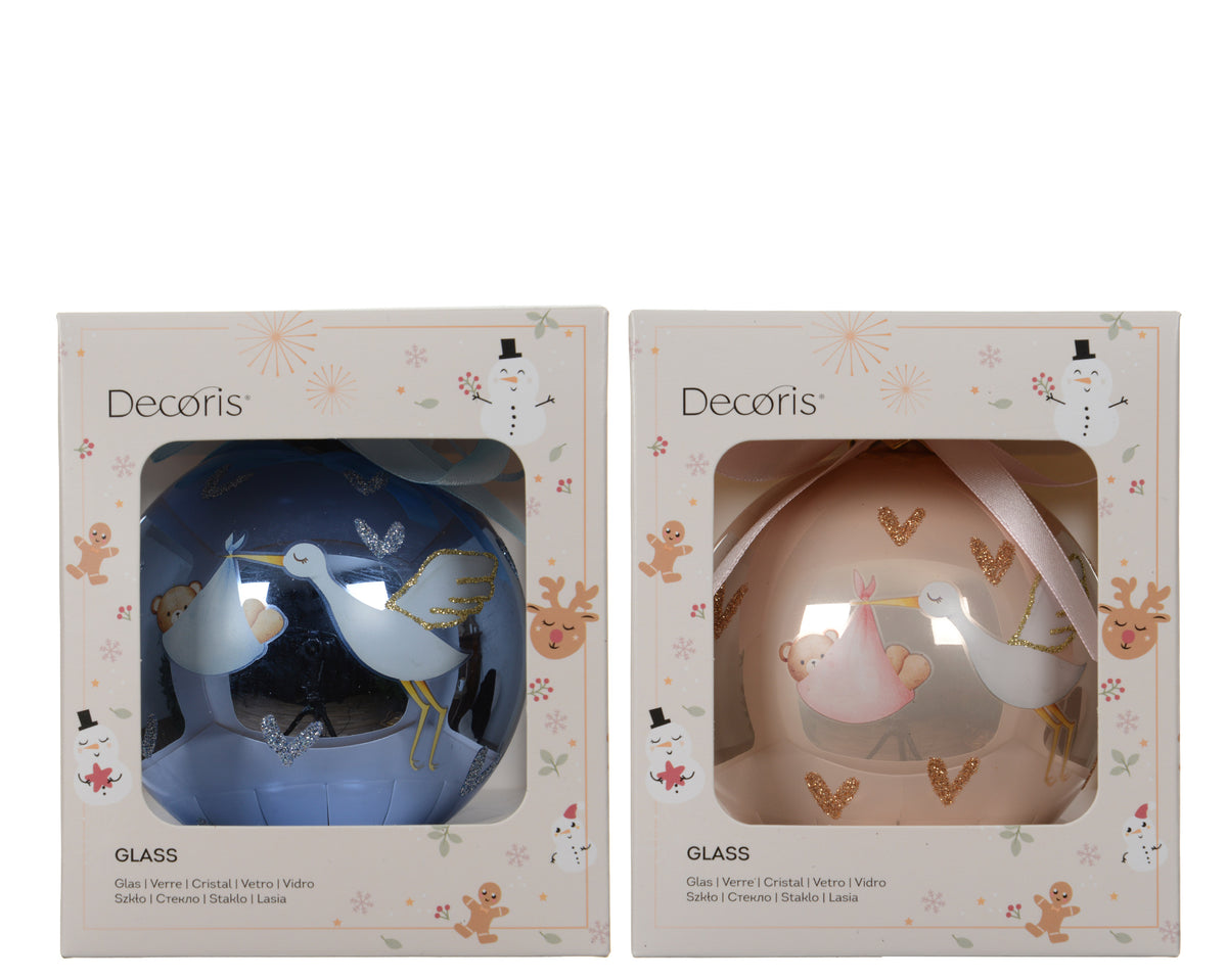 New baby Christmas glass baubles