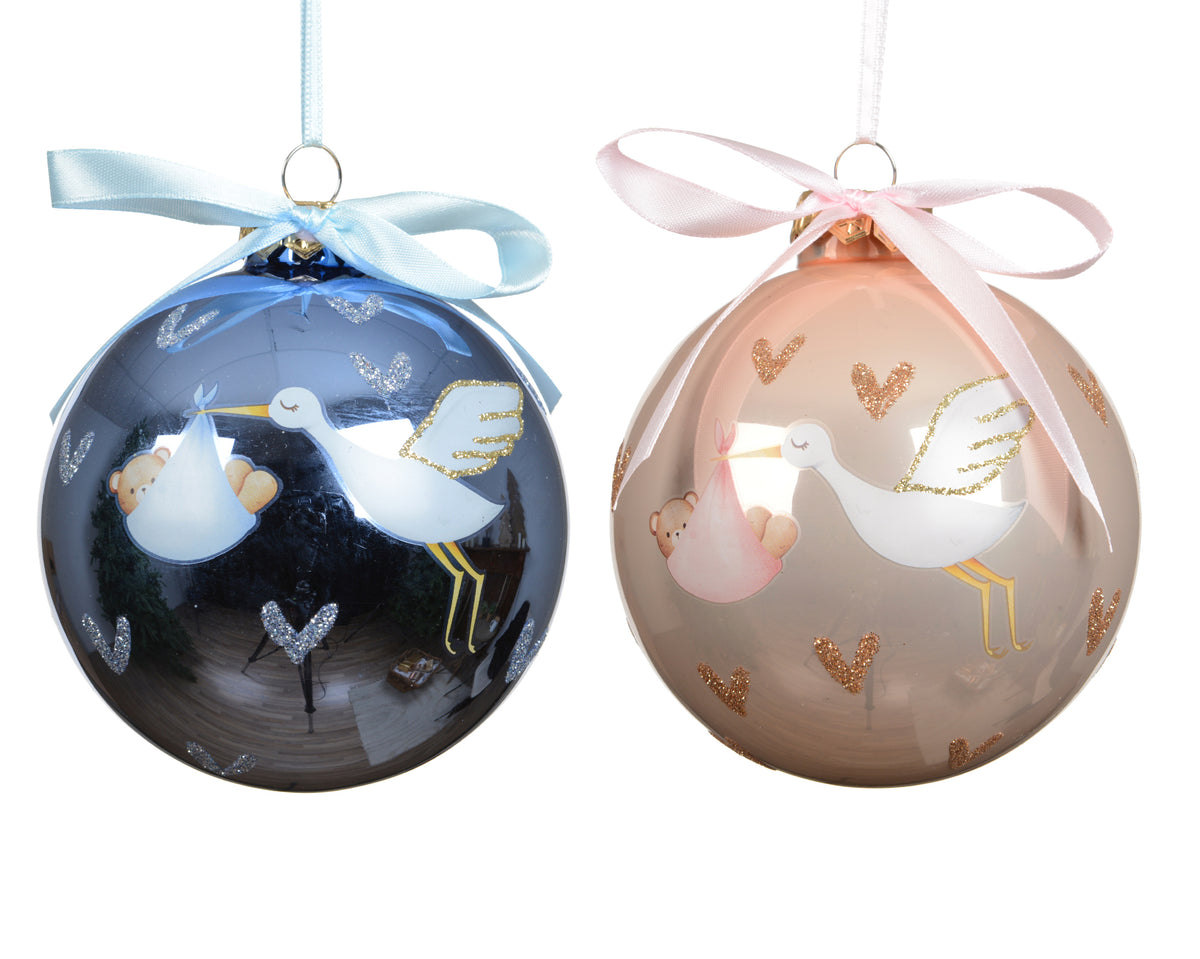 New baby Christmas glass baubles