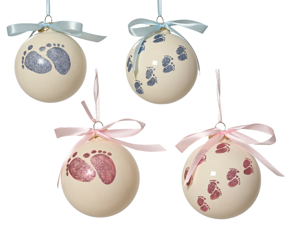 New baby footprints glass hanging decoration