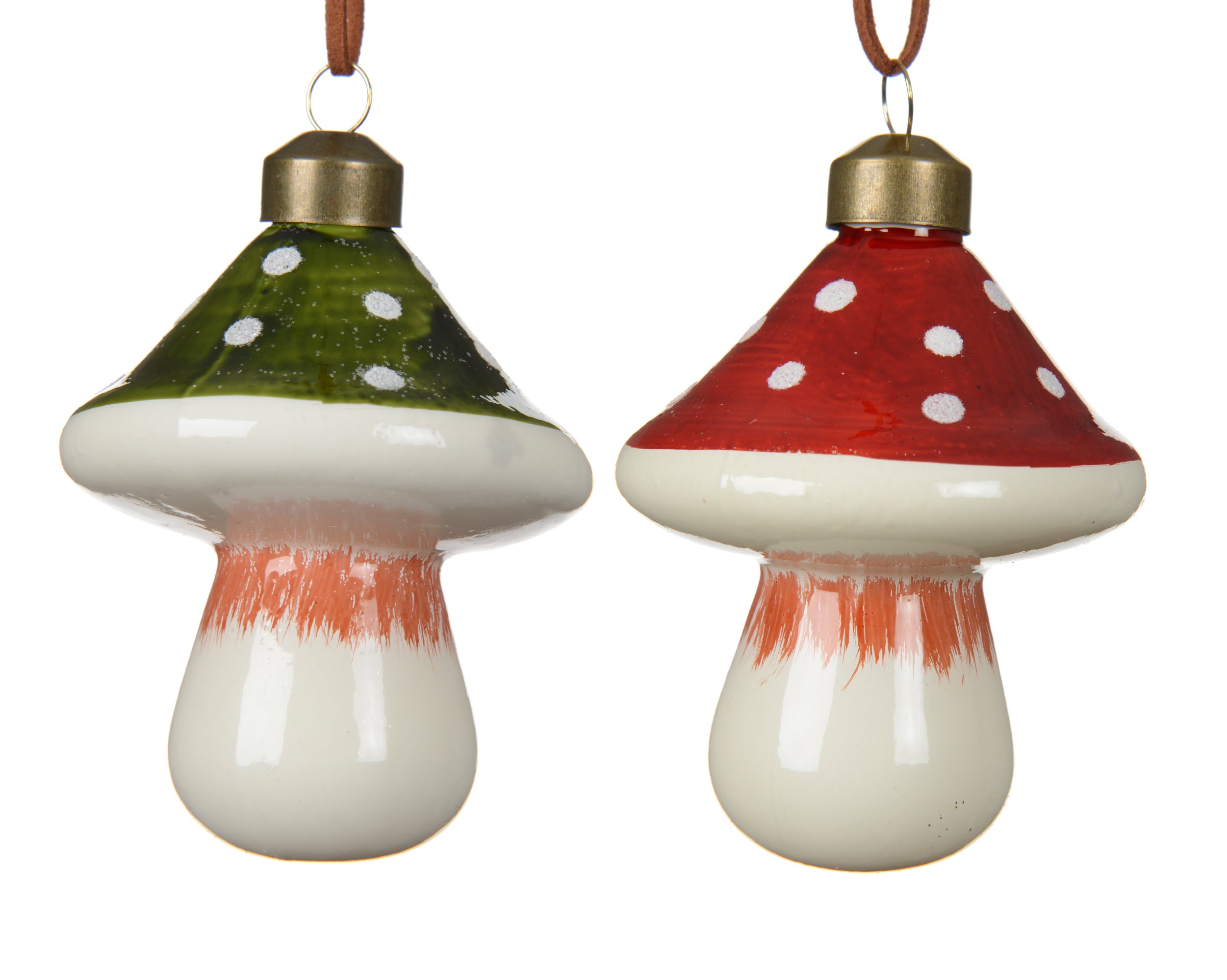 Mushroom glass ornaments